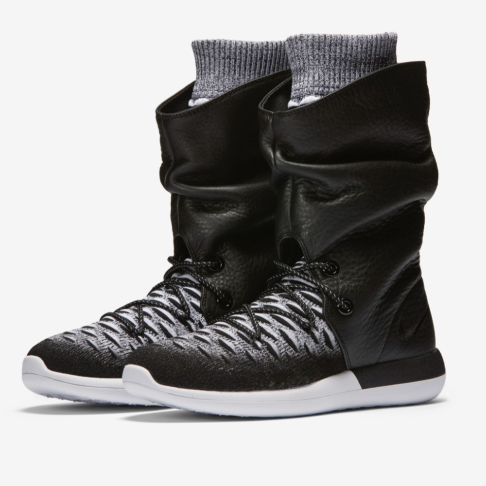 Nike Women's Black and White High-Top Sneakers